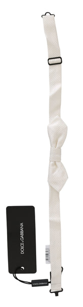 Dolce & Gabbana White 100% Silk Slim Adjustable Neck Papillon Men Tie